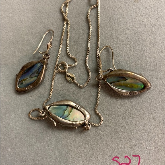 sterling Silver With Albalone Shell - Picture 4 of 5